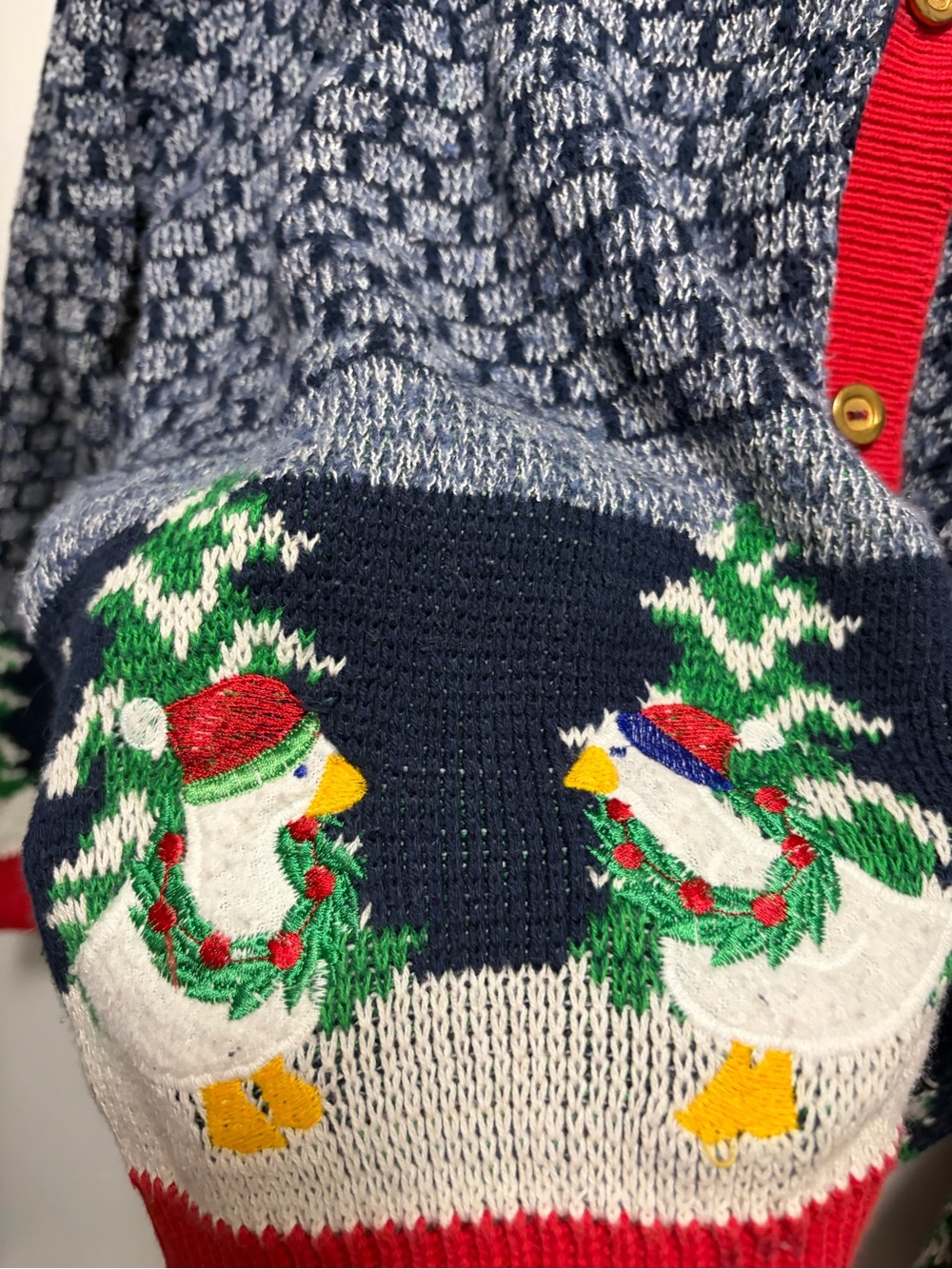 Vintage 1980s Sweater Loft New York Christmas Cardigan with Geese Size Large - Picture 5 of 7